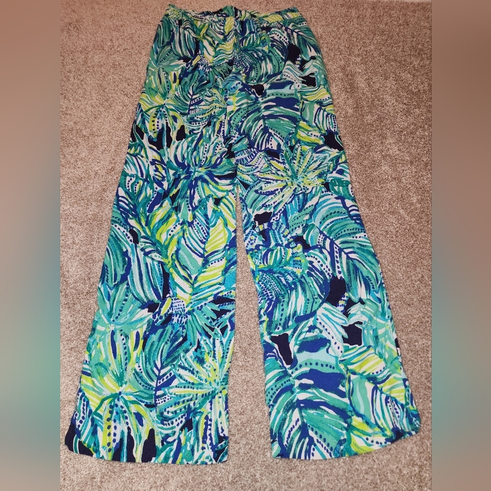 Lilly Pulitzer's Islamorada Beach Palazzo Pants size‎ small, blue, green & white - Picture 2 of 12